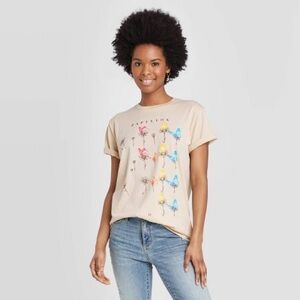 Tan T-shirt either butterflies size Xs